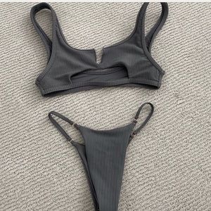 Frankie’s Bikinis Caviar Grey Bikini Set
